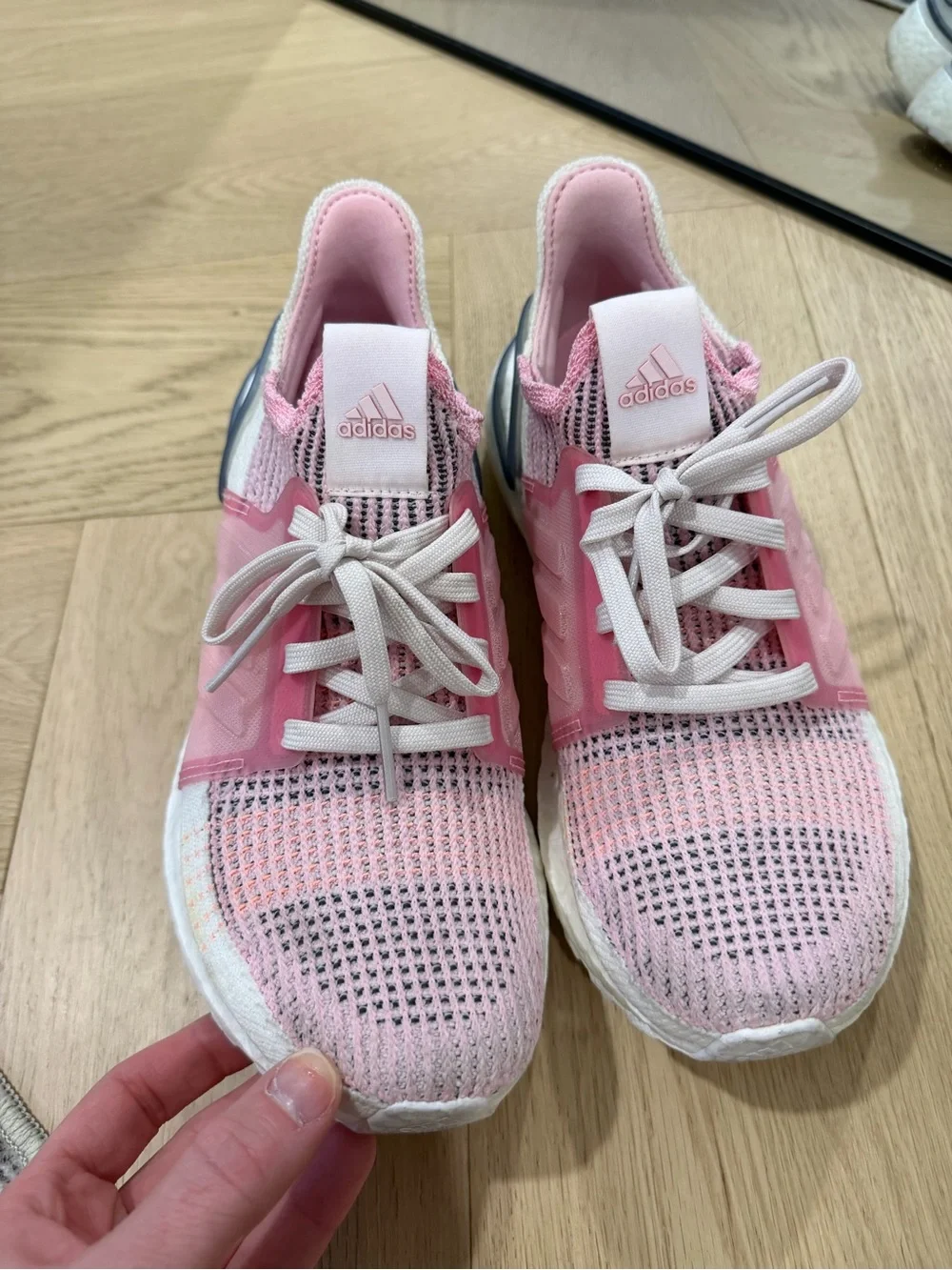 Women’s Adidas Boost Pink Knit Running Sneakers